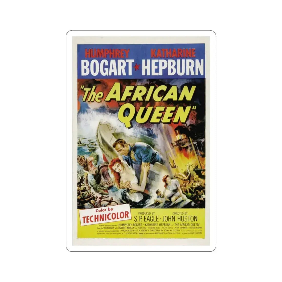 The African Queen 1951 Movie Poster - STICKER Vinyl Kiss-Cut Decal 6 Inch White - The Sticker Space