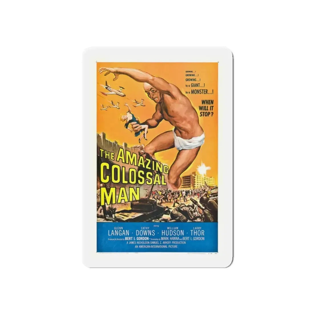 THE AMAZING COLOSSAL MAN 1957 Movie Poster - Refrigerator Magnet 3 Inch Die-Cut - The Sticker Space