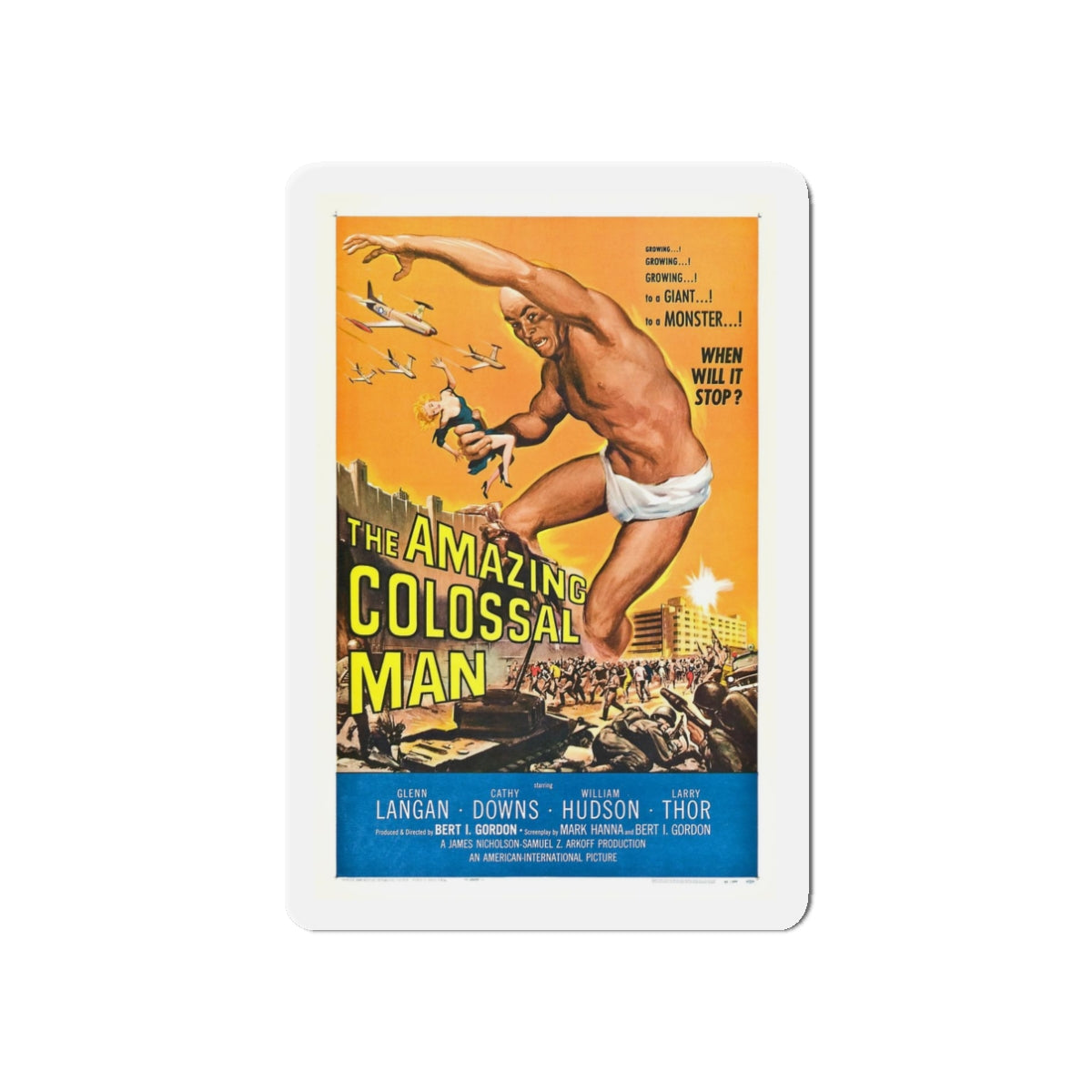 THE AMAZING COLOSSAL MAN 1957 Movie Poster - Refrigerator Magnet-3" x 3"-The Sticker Space