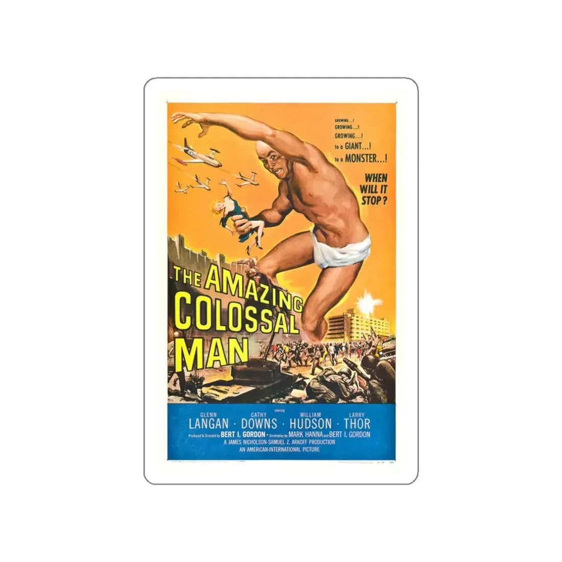 THE AMAZING COLOSSAL MAN 1957 Movie Poster STICKER Vinyl Die-Cut Decal 3 Inch - The Sticker Space
