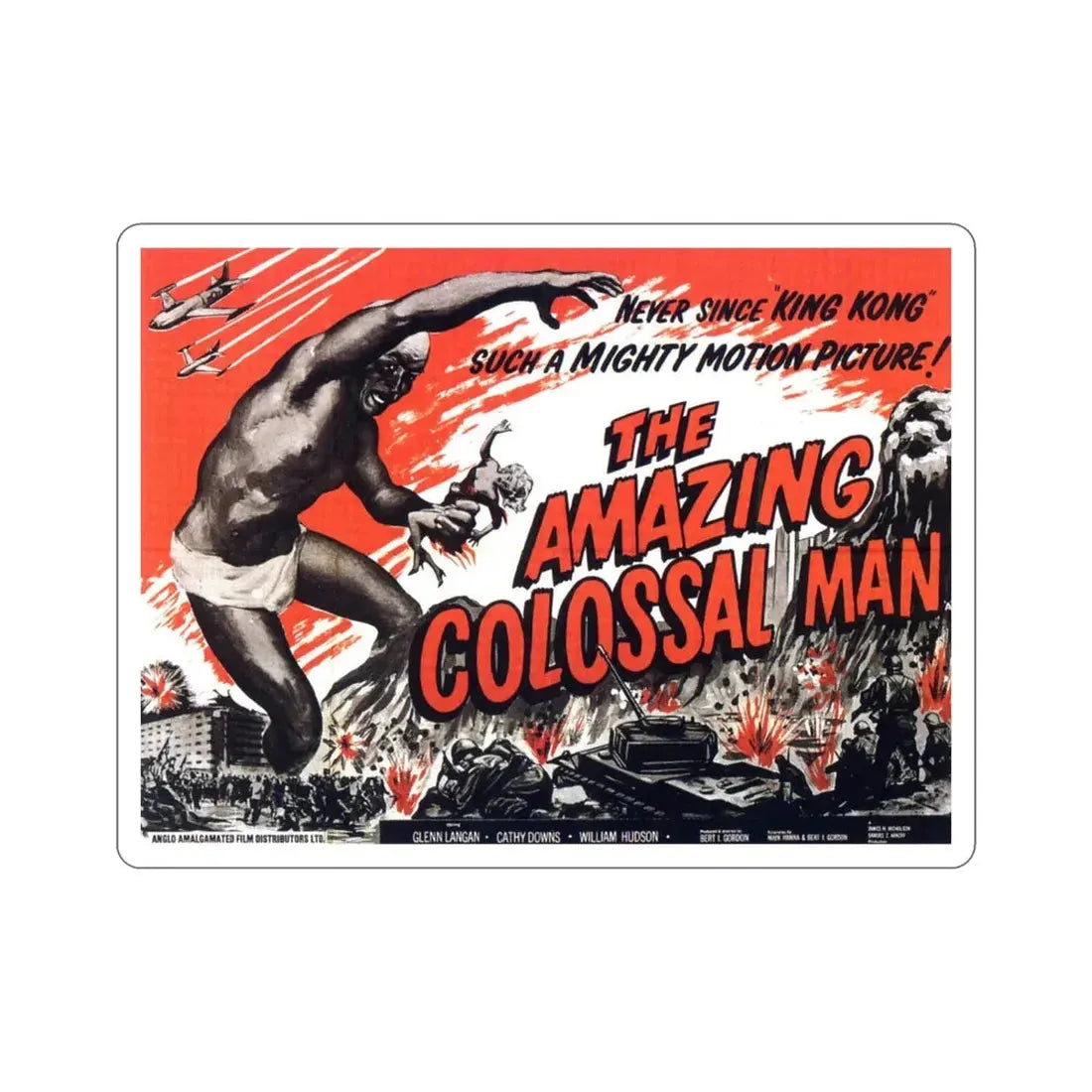 The Amazing Colossal Man 1957 Movie Poster STICKER Vinyl Die-Cut Decal 4 Inch - The Sticker Space