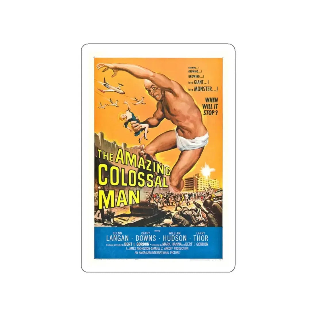THE AMAZING COLOSSAL MAN 1957 Movie Poster STICKER Vinyl Die-Cut Decal 5 Inch - The Sticker Space