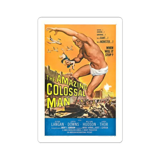 THE AMAZING COLOSSAL MAN 1957 Movie Poster - STICKER Vinyl Kiss-Cut Decal 2 Inch White - The Sticker Space