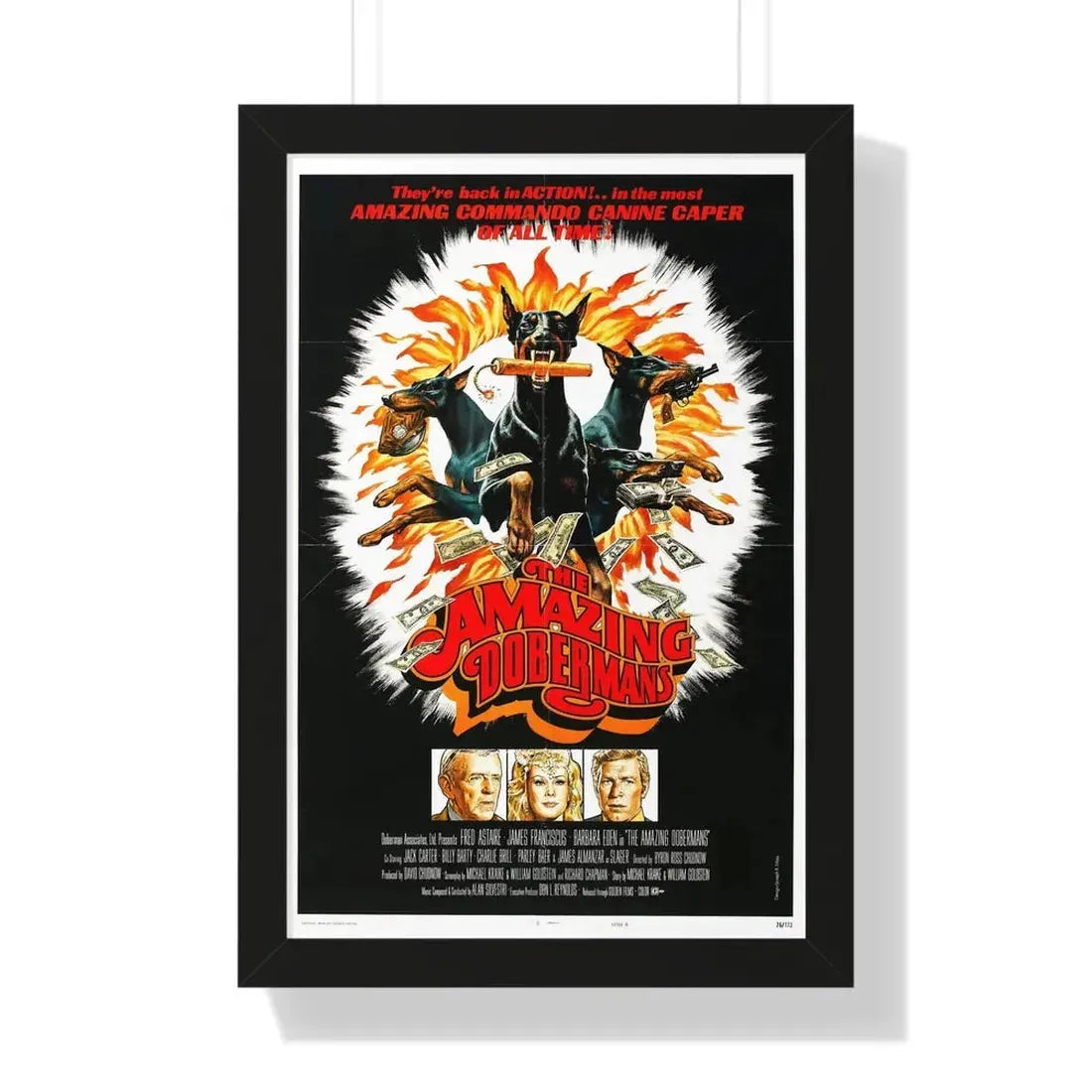 THE AMAZING DOBERMANS 1976 - Framed Movie Poster 16″ x 24″ Black - The Sticker Space