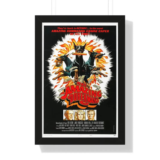 THE AMAZING DOBERMANS 1976 - Framed Movie Poster 16″ x 24″ Black - The Sticker Space