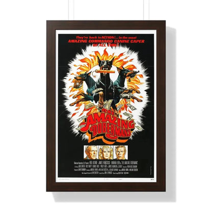 THE AMAZING DOBERMANS 1976 - Framed Movie Poster 16″ x 24″ Walnut - The Sticker Space