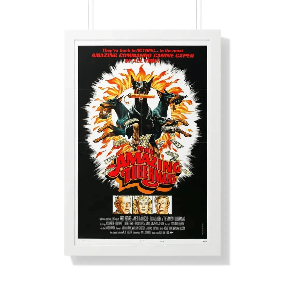 THE AMAZING DOBERMANS 1976 - Framed Movie Poster 20" x 30" White - The Sticker Space