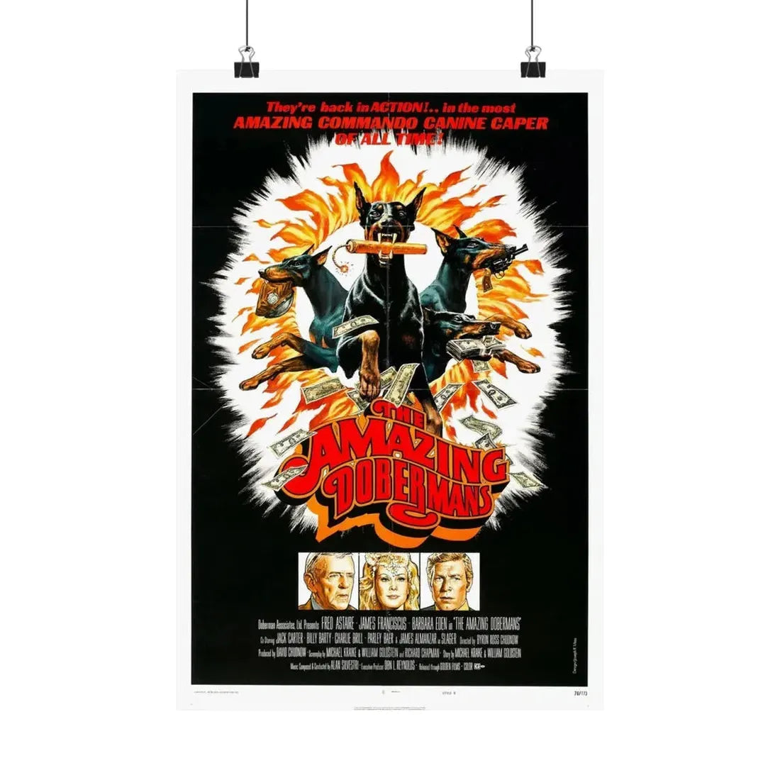 THE AMAZING DOBERMANS 1976 - Paper Movie Poster 12″ x 18″ Matte - The Sticker Space