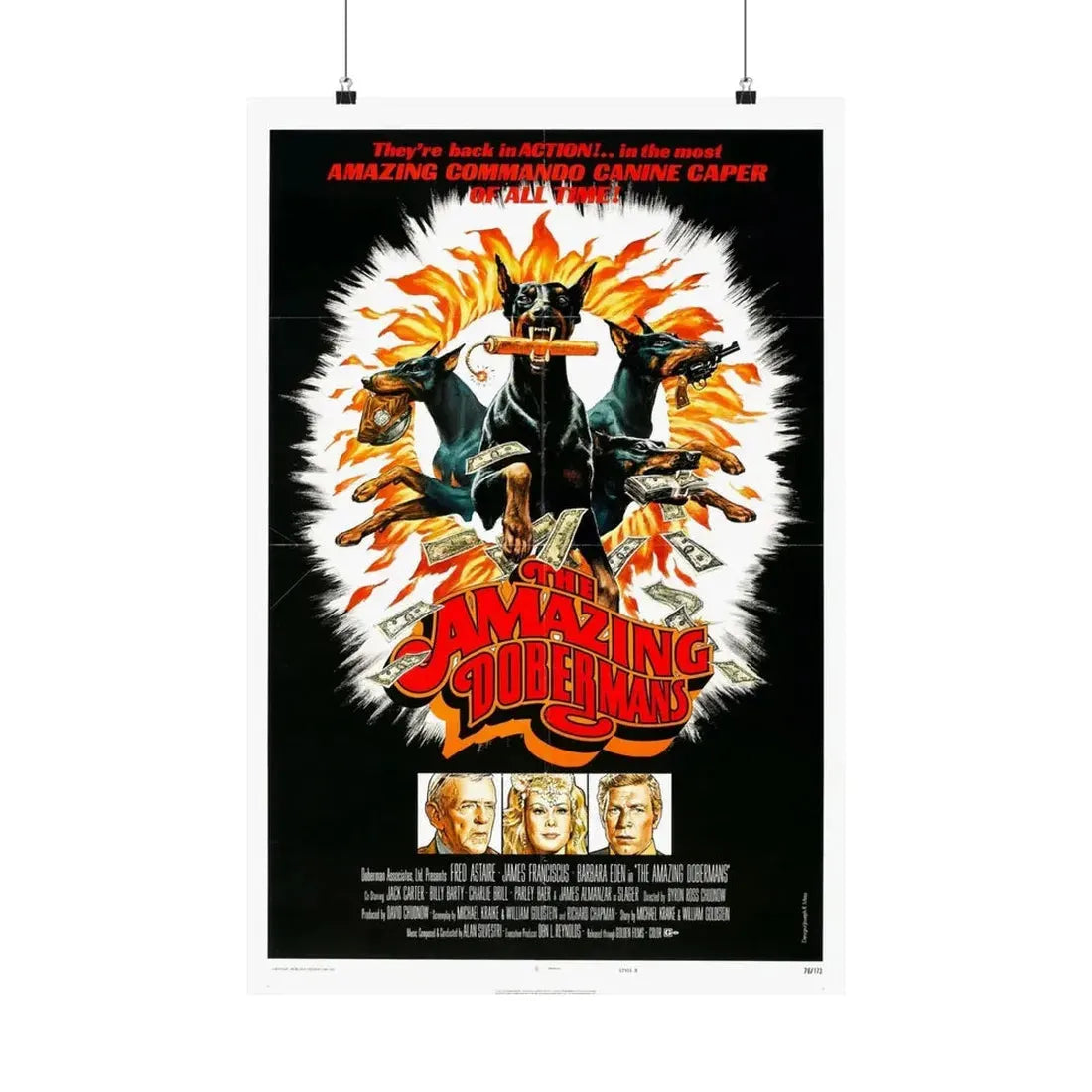 THE AMAZING DOBERMANS 1976 - Paper Movie Poster 20″ x 30″ Matte - The Sticker Space