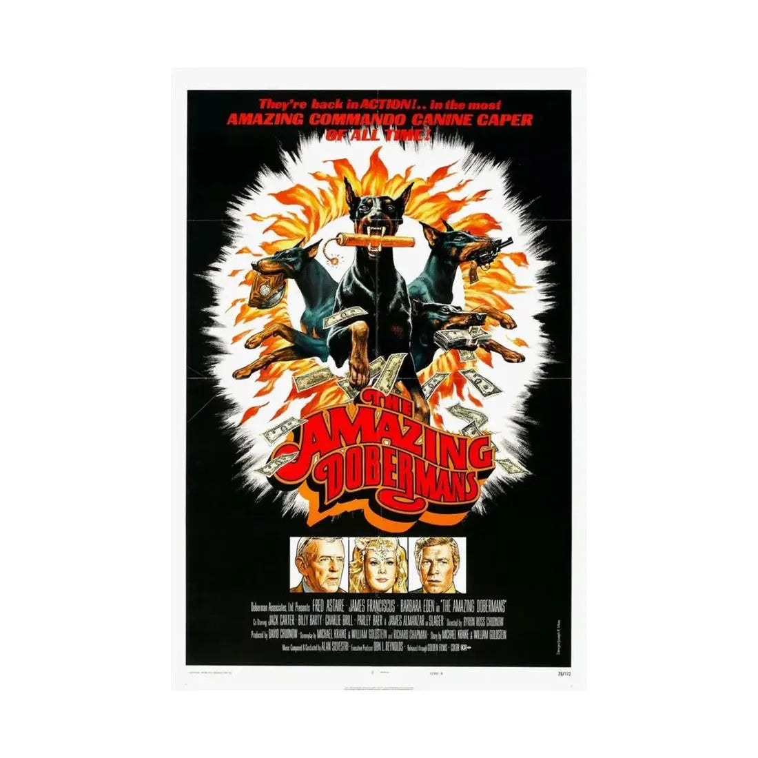 THE AMAZING DOBERMANS 1976 - Paper Movie Poster - The Sticker Space