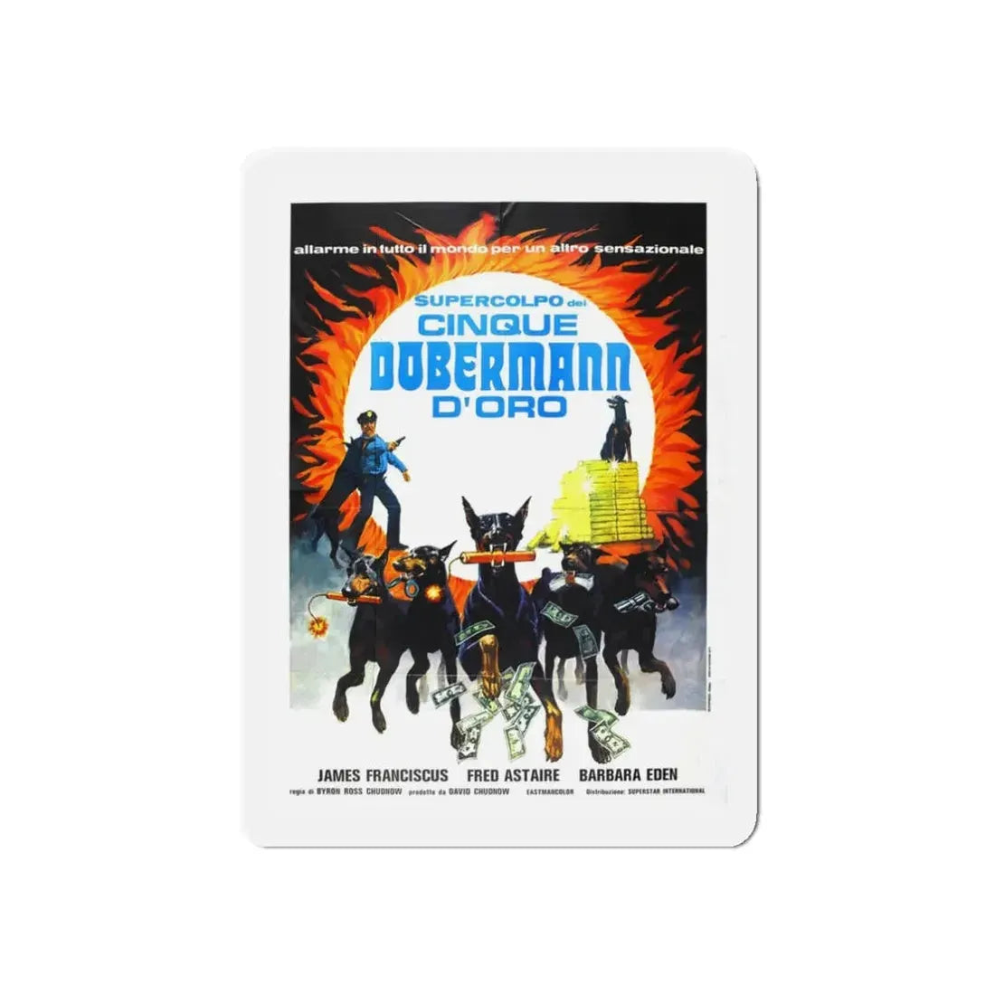 THE AMAZING DOBERMANS (2) 1976 Movie Poster - Refrigerator Magnet 3 Inch Die-Cut - The Sticker Space