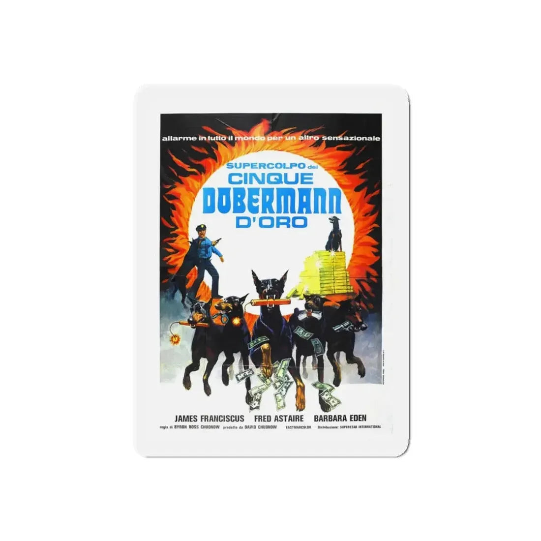 THE AMAZING DOBERMANS (2) 1976 Movie Poster - Refrigerator Magnet 4 Inch Die-Cut - The Sticker Space
