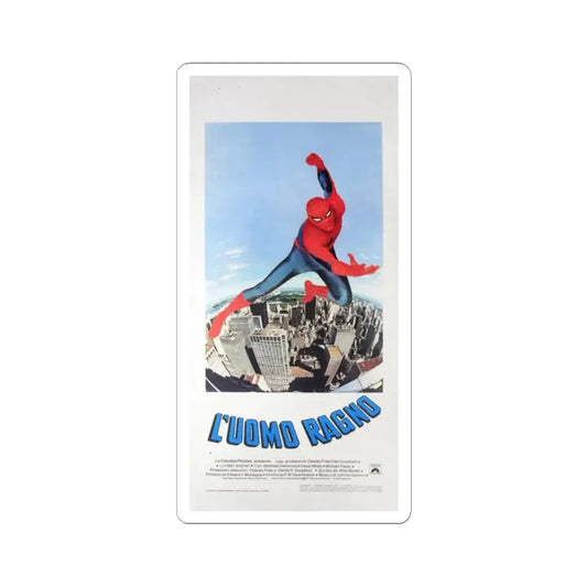 THE AMAZING SPIDER-MAN (ITALIAN) 1977 Movie Poster - STICKER Vinyl Kiss-Cut Decal 2 Inch White - The Sticker Space
