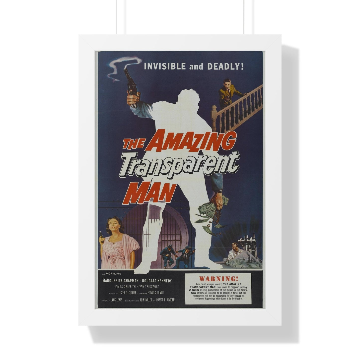 THE AMAZING TRANSPARENT MAN 1960 - Framed Movie Poster-16″ x 24″-The Sticker Space