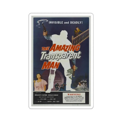 THE AMAZING TRANSPARENT MAN 1960 Movie Poster - STICKER Vinyl Kiss-Cut Decal 4 Inch White - The Sticker Space