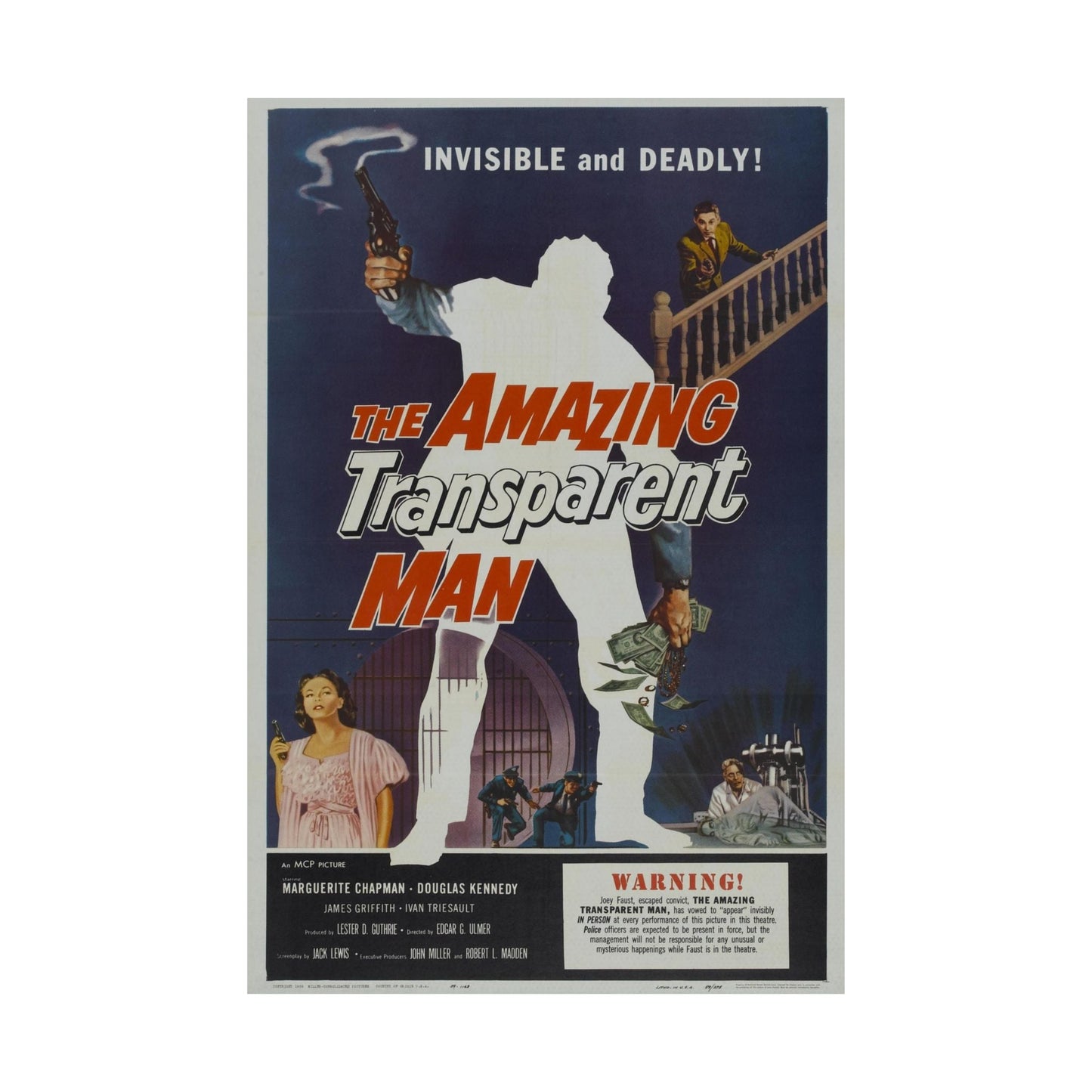 THE AMAZING TRANSPARENT MAN 1960 - Paper Movie Poster-The Sticker Space