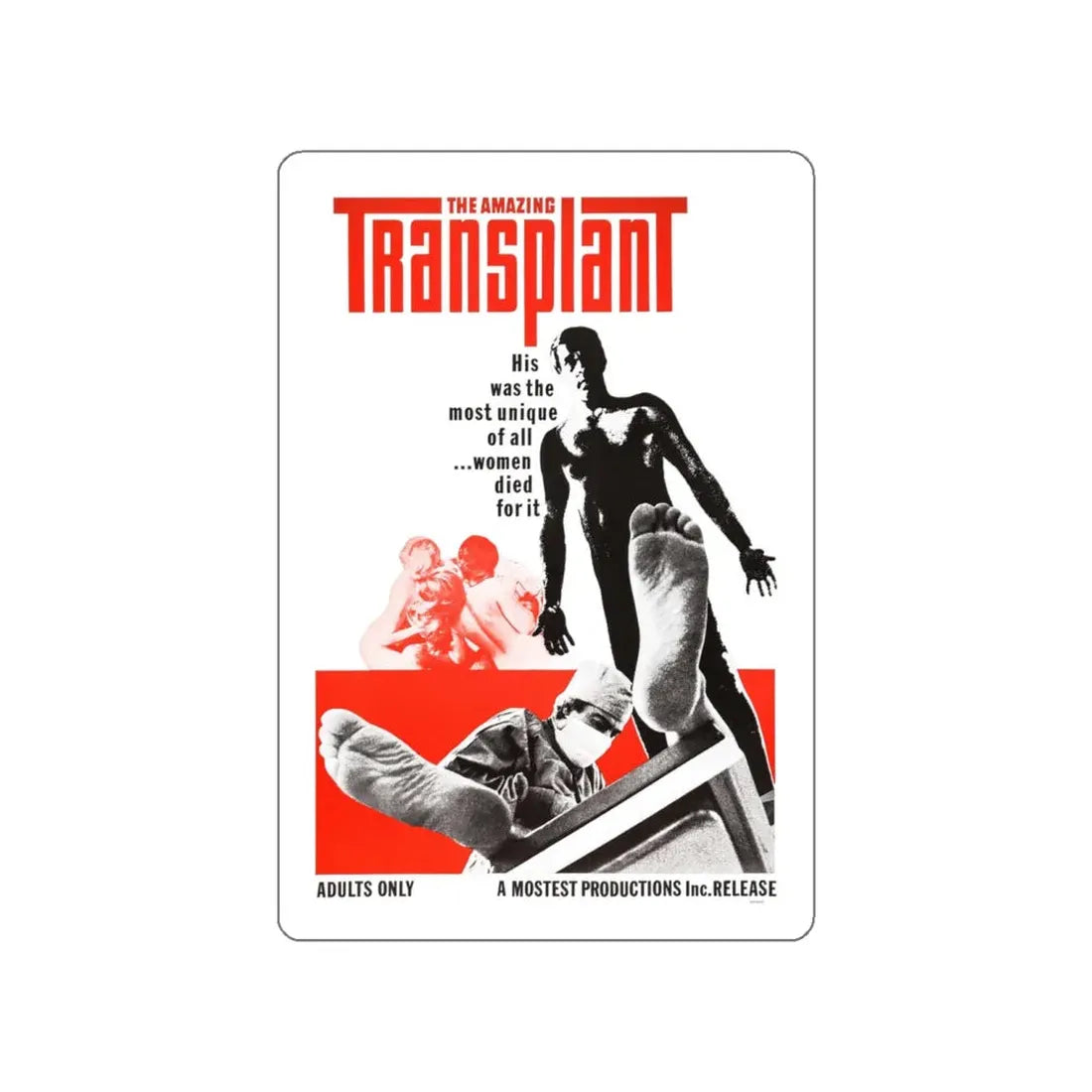THE AMAZING TRANSPLANT 1970 Movie Poster STICKER Vinyl Die-Cut Decal 6 Inch - The Sticker Space