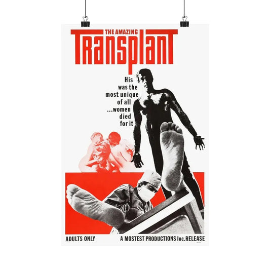 THE AMAZING TRANSPLANT 1970 - Paper Movie Poster 12″ x 18″ Matte - The Sticker Space