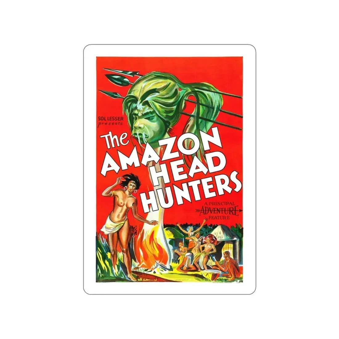 THE AMAZON HEAD HUNTERS 1932 Movie Poster STICKER Vinyl Die-Cut Decal 3 Inch - The Sticker Space