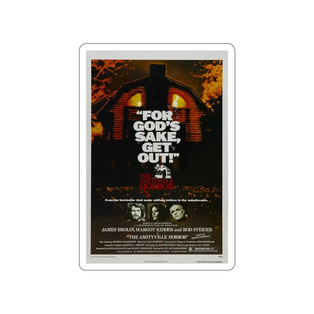 THE AMITYVILLE HORROR 1979 Movie Poster STICKER Vinyl Die-Cut Decal 6 Inch - The Sticker Space