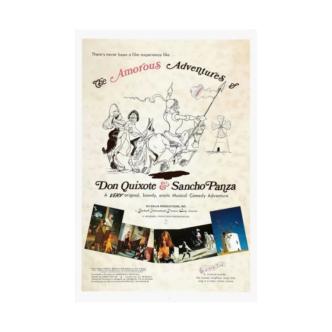 THE AMOROUS ADVENTURES OF DON QUIXOTE AND SANCHO PANZA 1976 - Paper Movie Poster - The Sticker Space