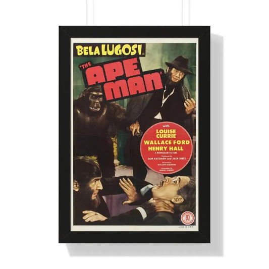 THE APE MAN 1943 - Framed Movie Poster 16″ x 24″ Black - The Sticker Space