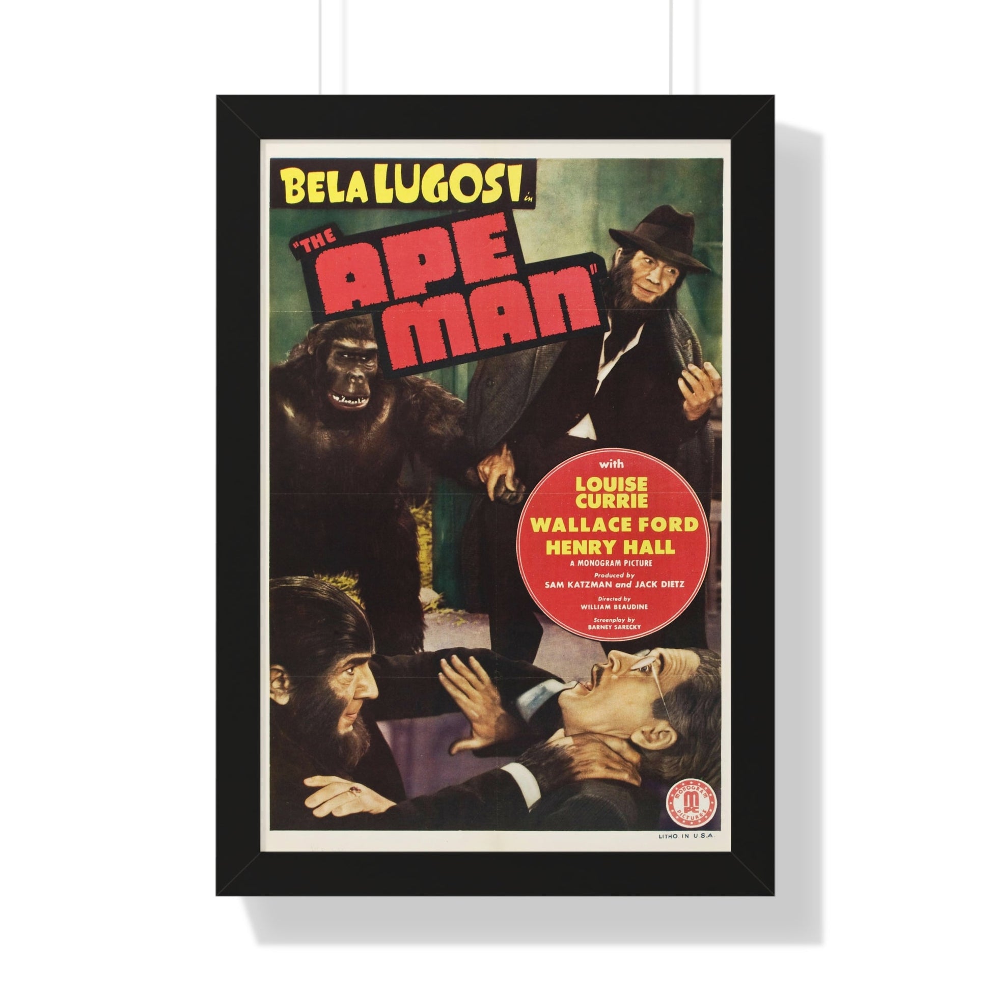 THE APE MAN 1943 - Framed Movie Poster-16″ x 24″-The Sticker Space