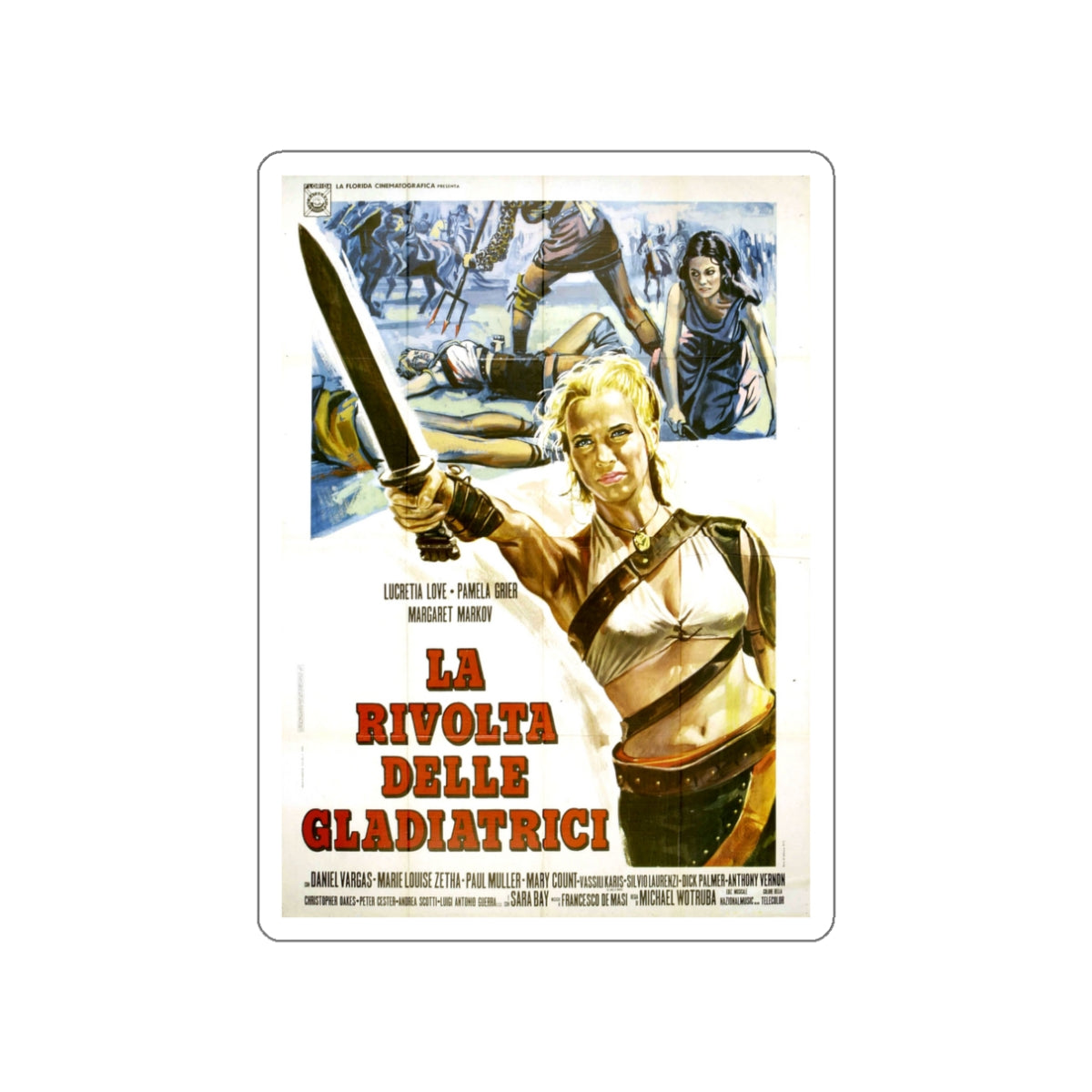 THE ARENA (ITALIAN) 1974 Movie Poster STICKER Vinyl Die-Cut Decal-White-The Sticker Space