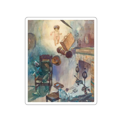 The Arrival of 1897, story illustration (Magazine Illustration) STICKER Vinyl Die-Cut Decal White Die-Cut 2 Inch - The Sticker Space