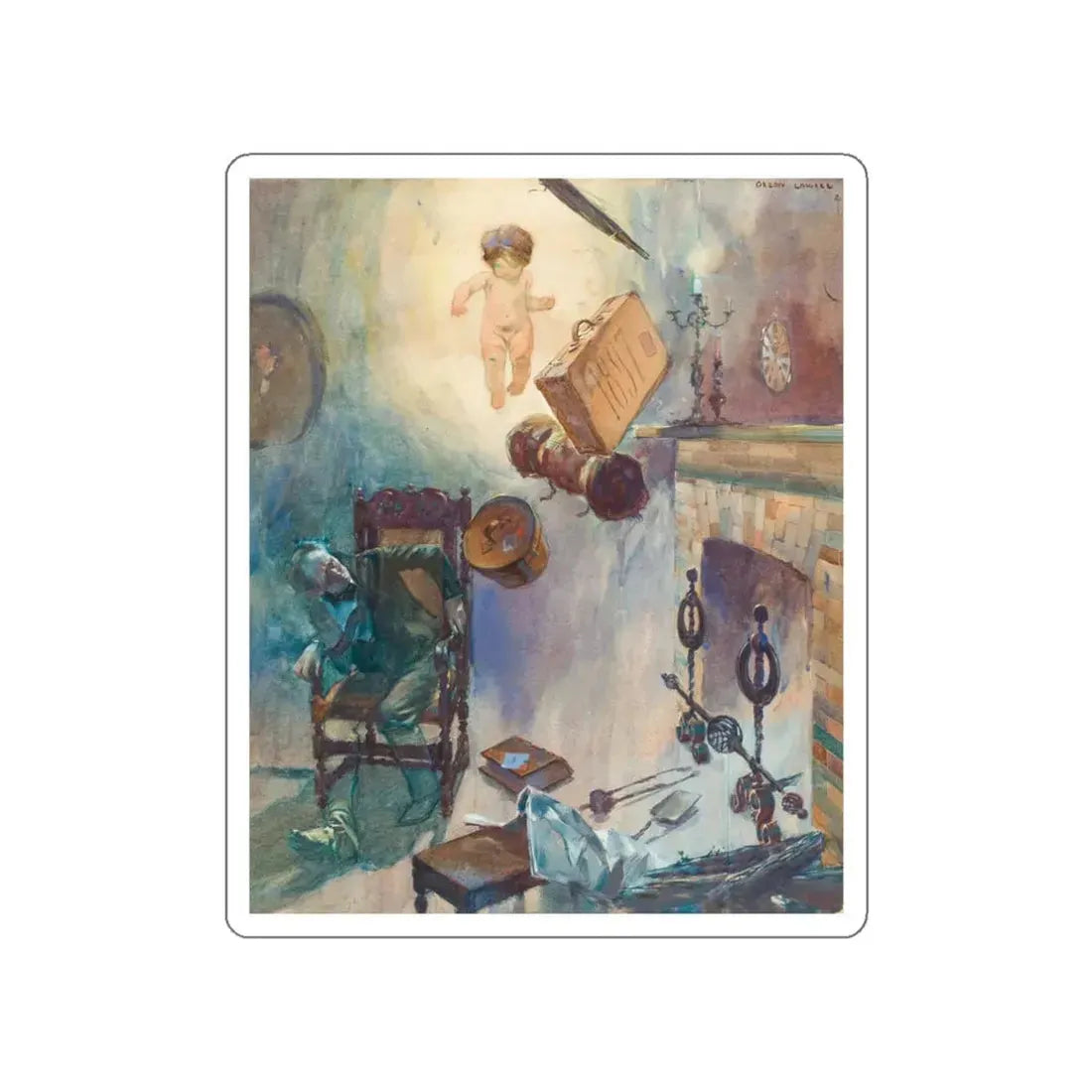 The Arrival of 1897, story illustration (Magazine Illustration) STICKER Vinyl Die-Cut Decal White Die-Cut 3 Inch - The Sticker Space