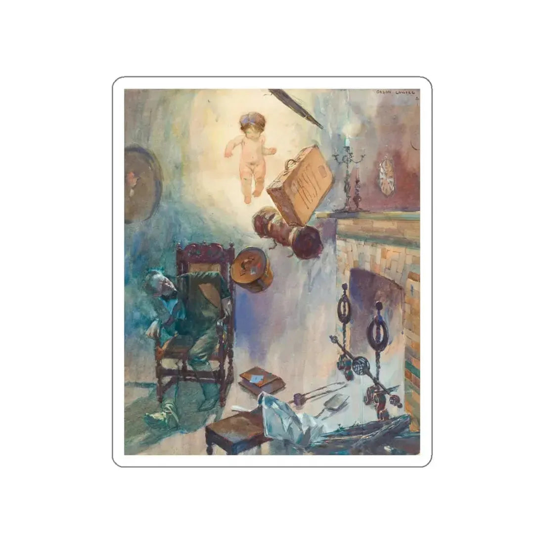 The Arrival of 1897, story illustration (Magazine Illustration) STICKER Vinyl Die-Cut Decal White Die-Cut 5 Inch - The Sticker Space