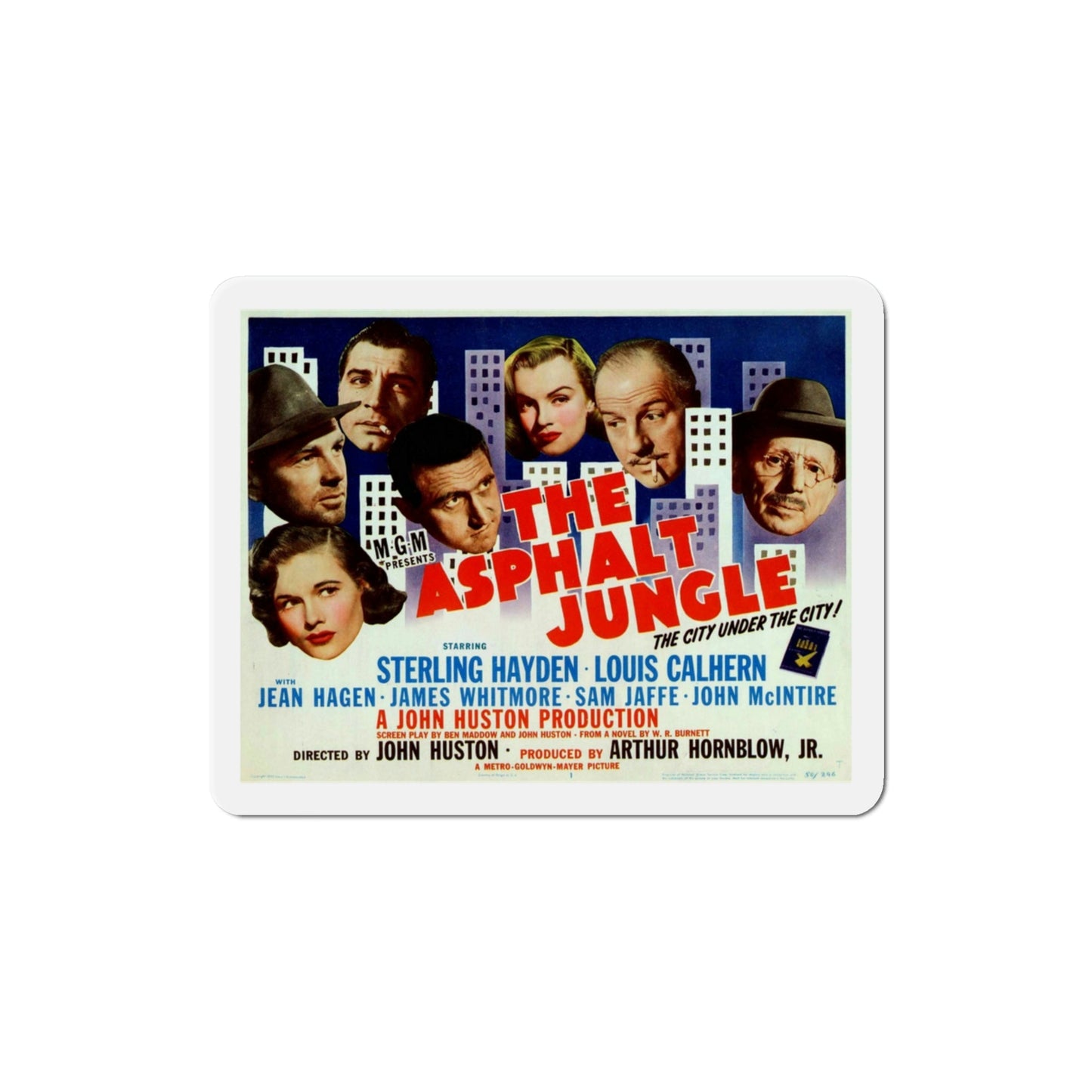 The Asphalt Jungle 1950 Movie Poster Die-Cut Magnet-3 Inch-The Sticker Space