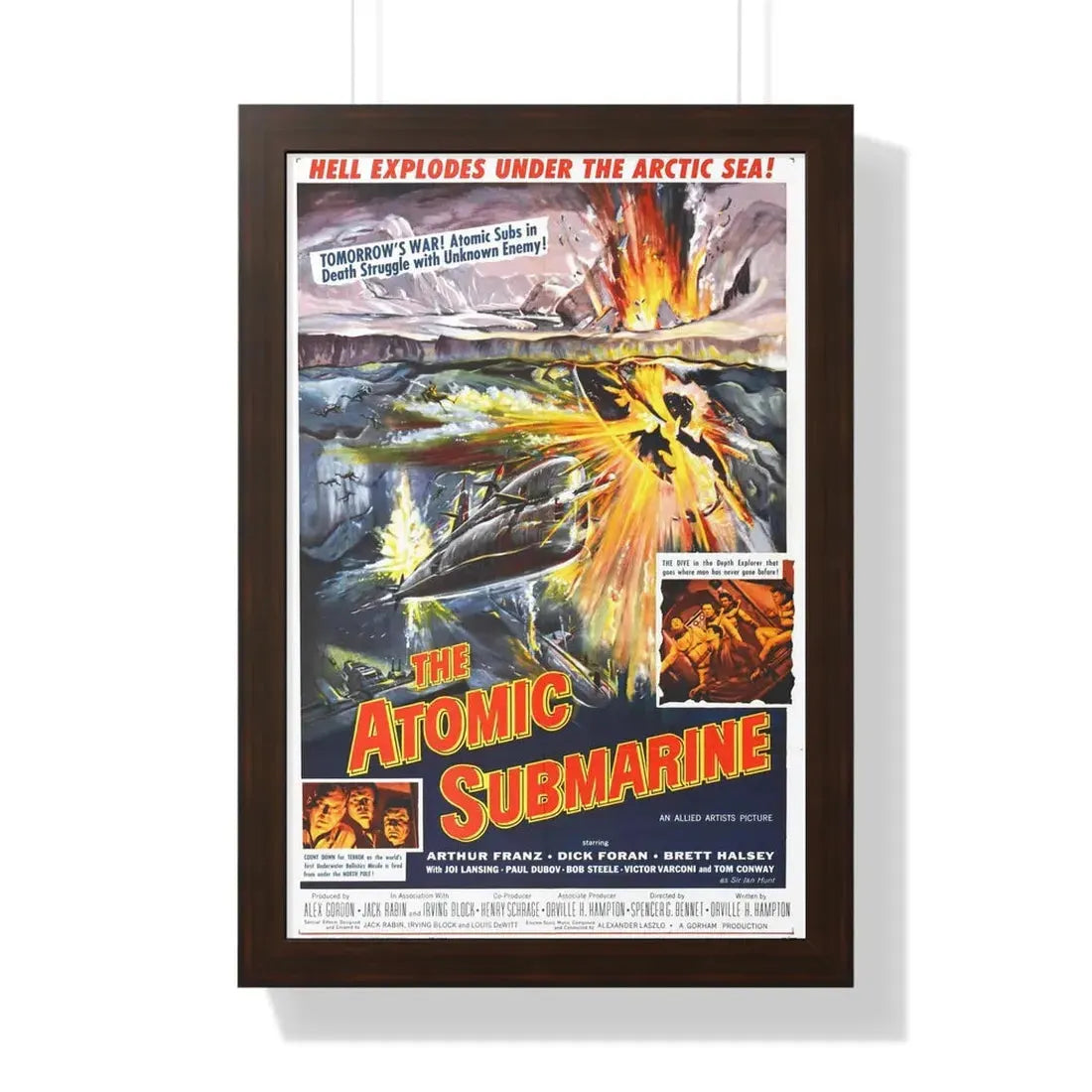THE ATOMIC SUBMARINE 1959 - Framed Movie Poster 16″ x 24″ Walnut - The Sticker Space