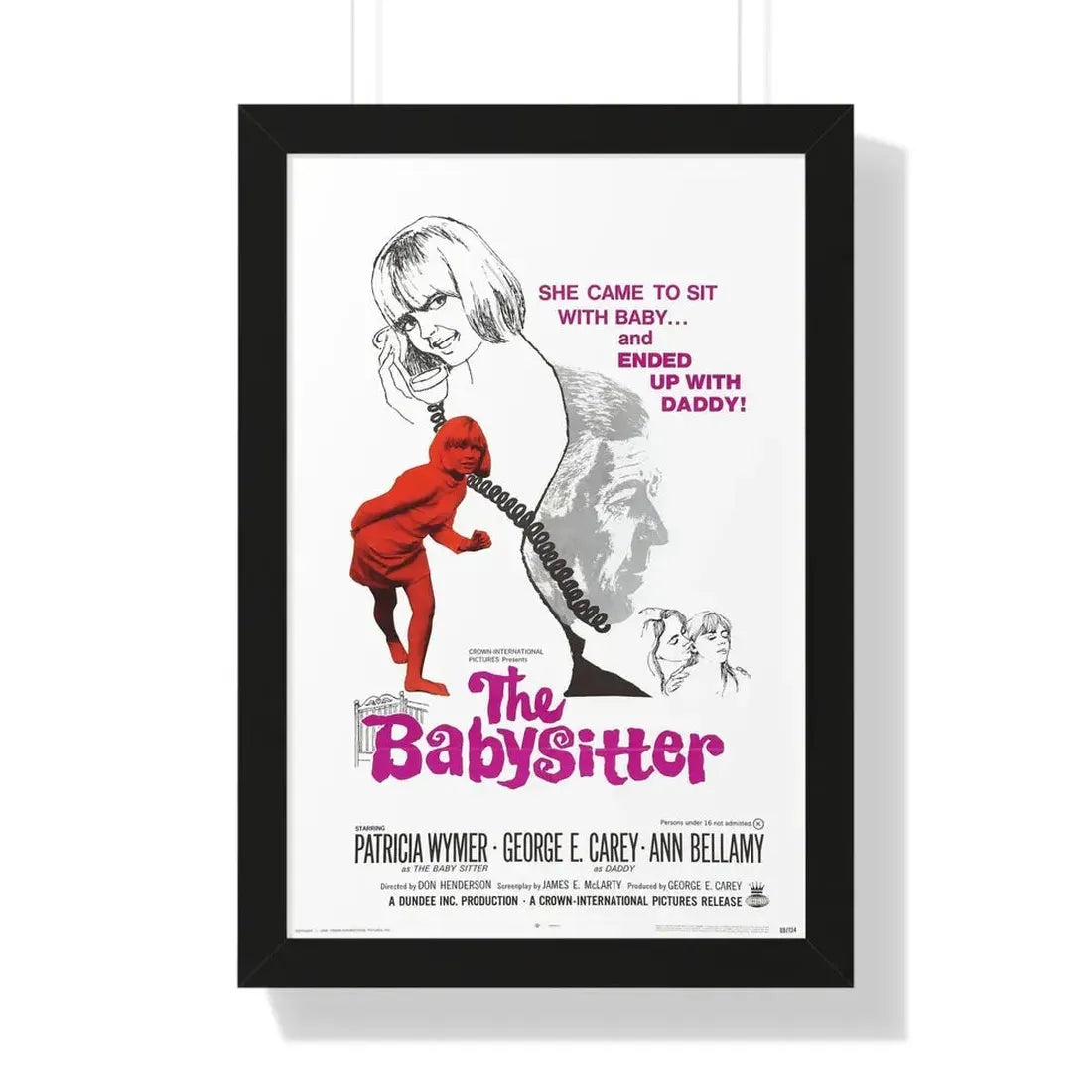 THE BABYSITTER 1969 - Framed Movie Poster 16″ x 24″ Black - The Sticker Space