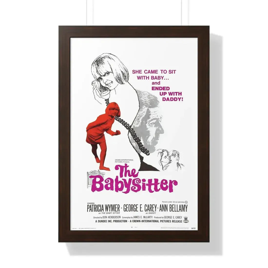 THE BABYSITTER 1969 - Framed Movie Poster 16″ x 24″ Walnut - The Sticker Space