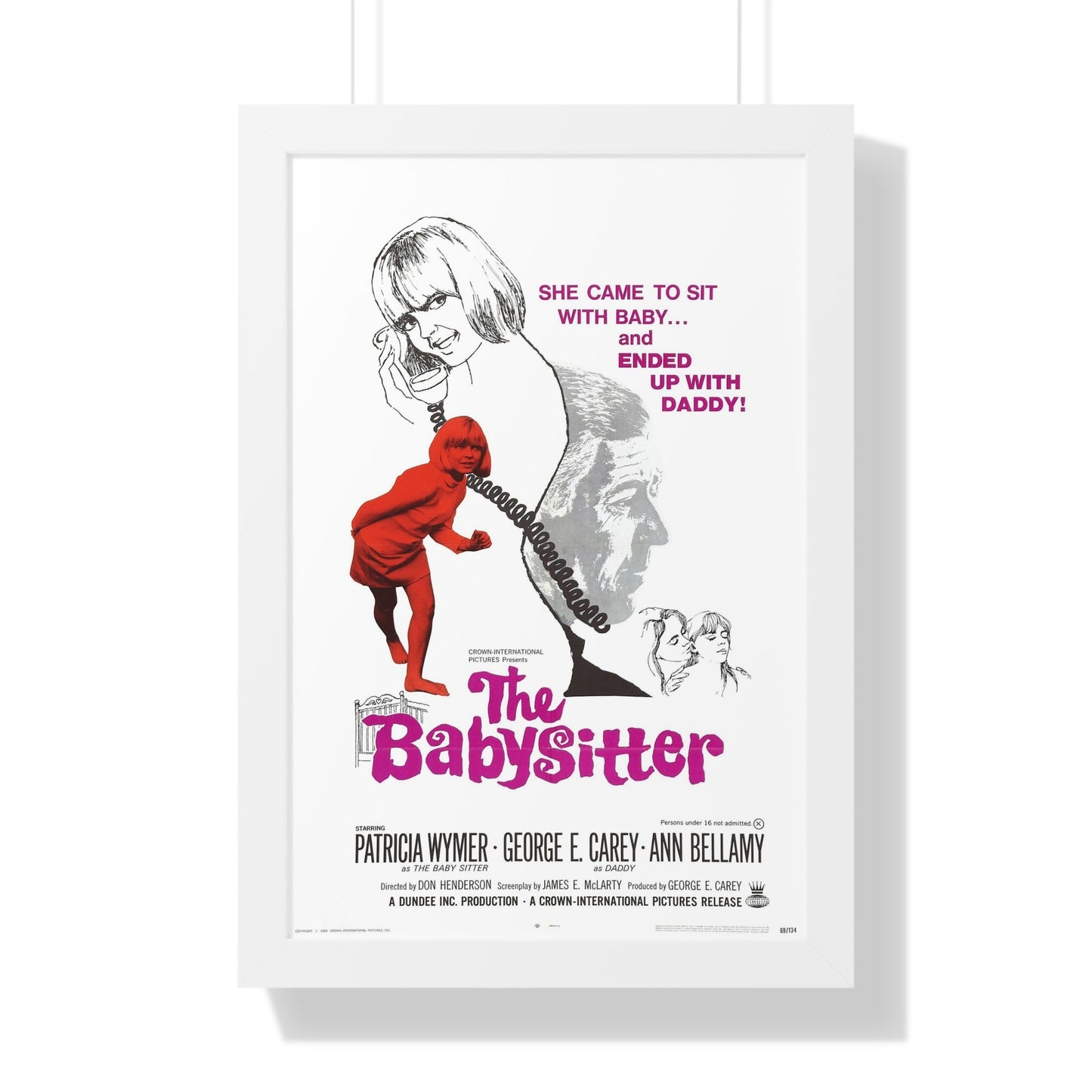 THE BABYSITTER 1969 - Framed Movie Poster-16″ x 24″-The Sticker Space