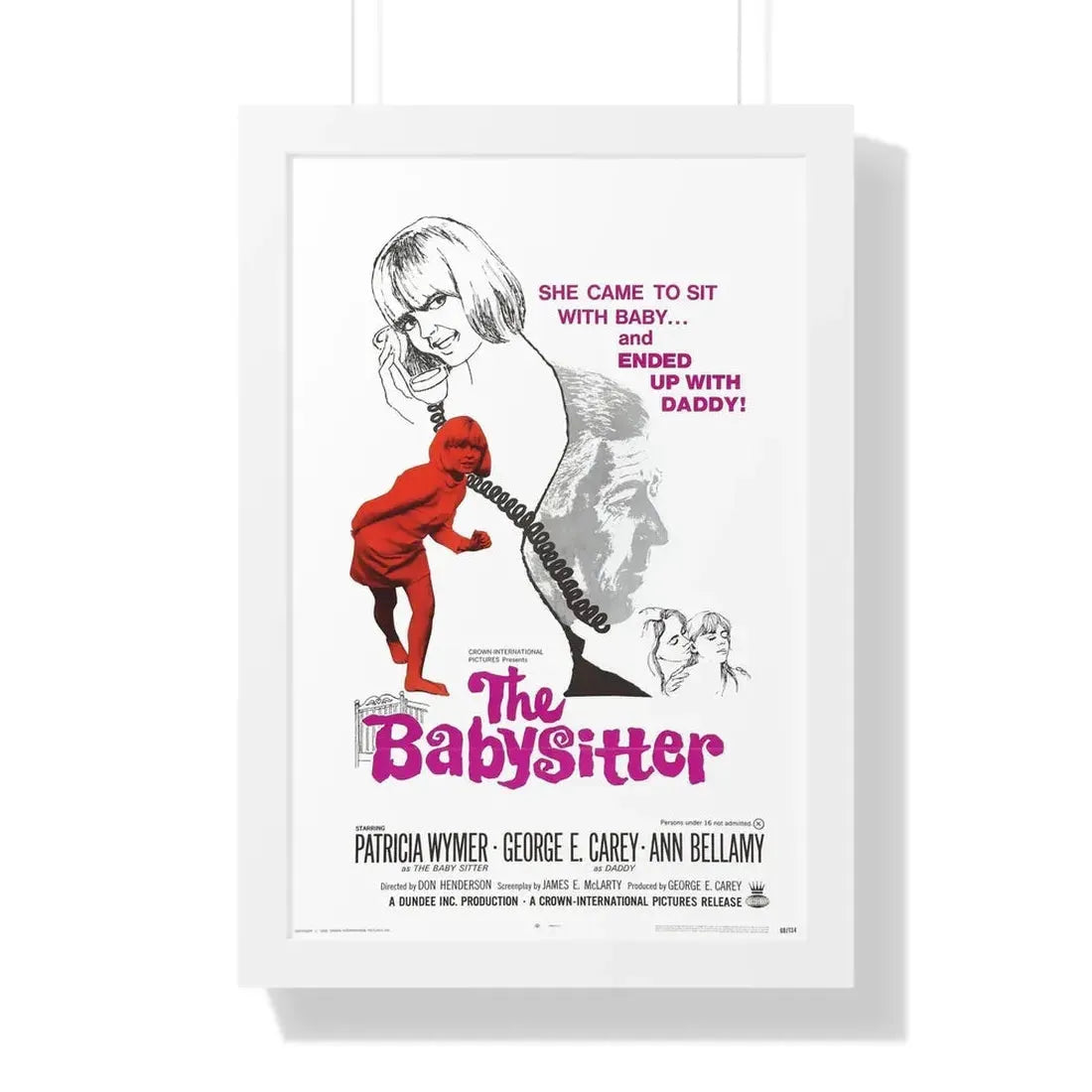 THE BABYSITTER 1969 - Framed Movie Poster 16″ x 24″ White - The Sticker Space