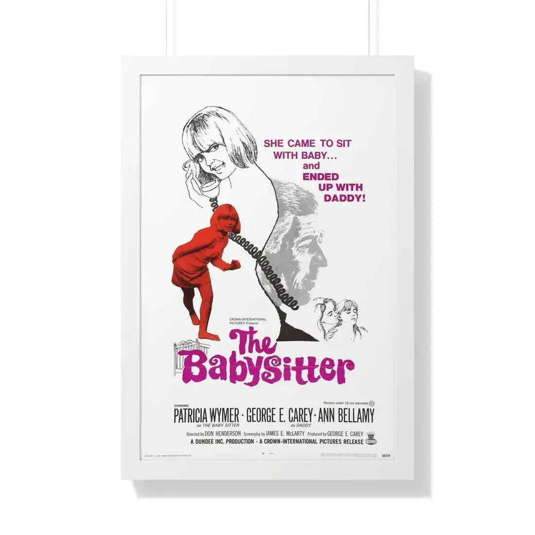 THE BABYSITTER 1969 - Framed Movie Poster 20" x 30" White - The Sticker Space