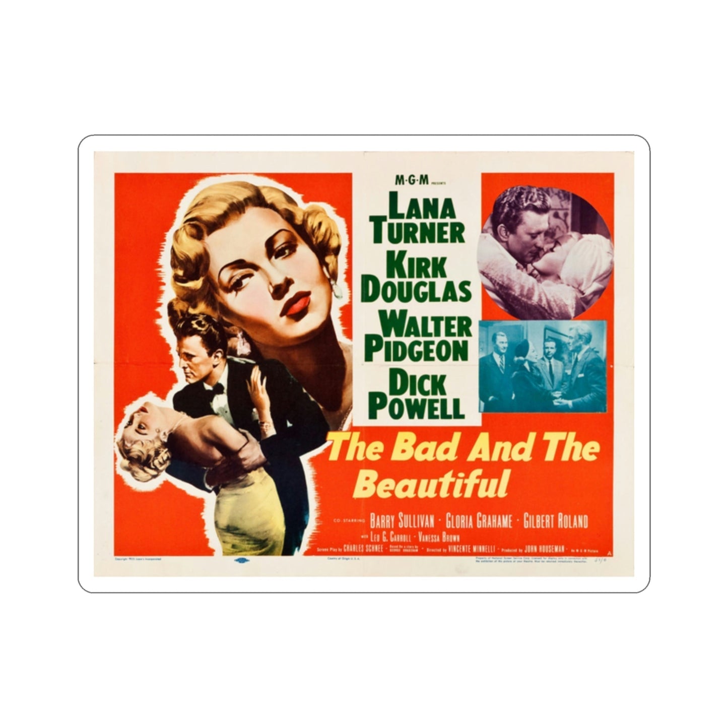 The Bad and the Beautiful 1952 Movie Poster STICKER Vinyl Die-Cut Decal-2 Inch-The Sticker Space