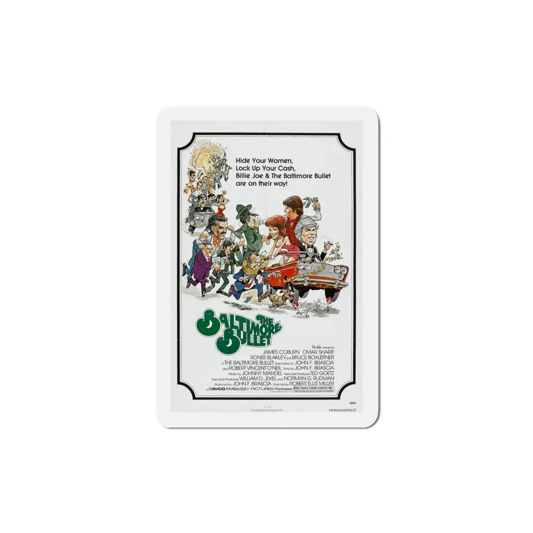 The Baltimore Bullet 1980 Movie Poster Refrigerator Magnet 4 Inch - The Sticker Space