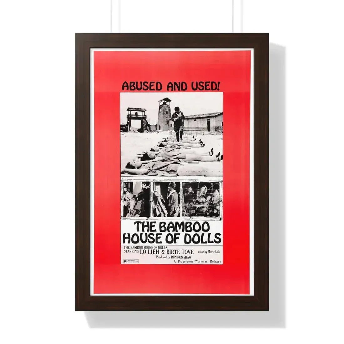 THE BAMBOO HOUSE OF DOLLS 1973 - Framed Movie Poster 16″ x 24″ Walnut - The Sticker Space