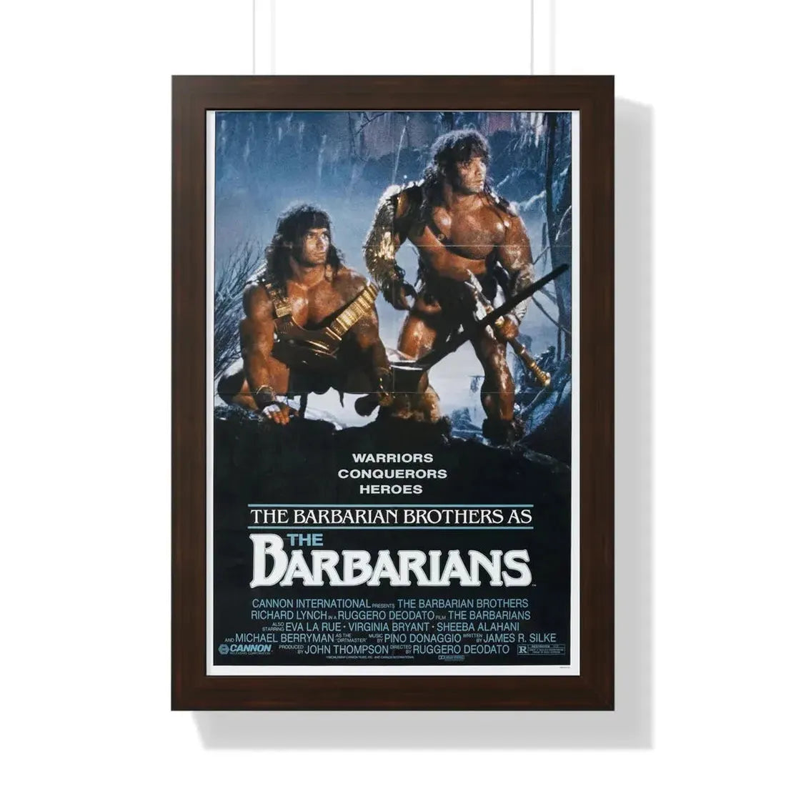 THE BARBARIANS 1987 - Framed Movie Poster 16″ x 24″ Walnut - The Sticker Space