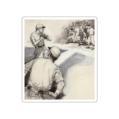 The Baseball Game, probable magazine illustration (Magazine Illustration) STICKER Vinyl Die-Cut Decal White Die-Cut 4 Inch - The Sticker Space