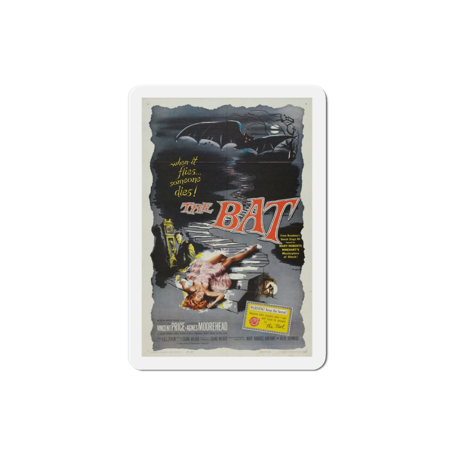 The Bat 1959 Movie Poster Die-Cut Magnet-3 Inch-The Sticker Space