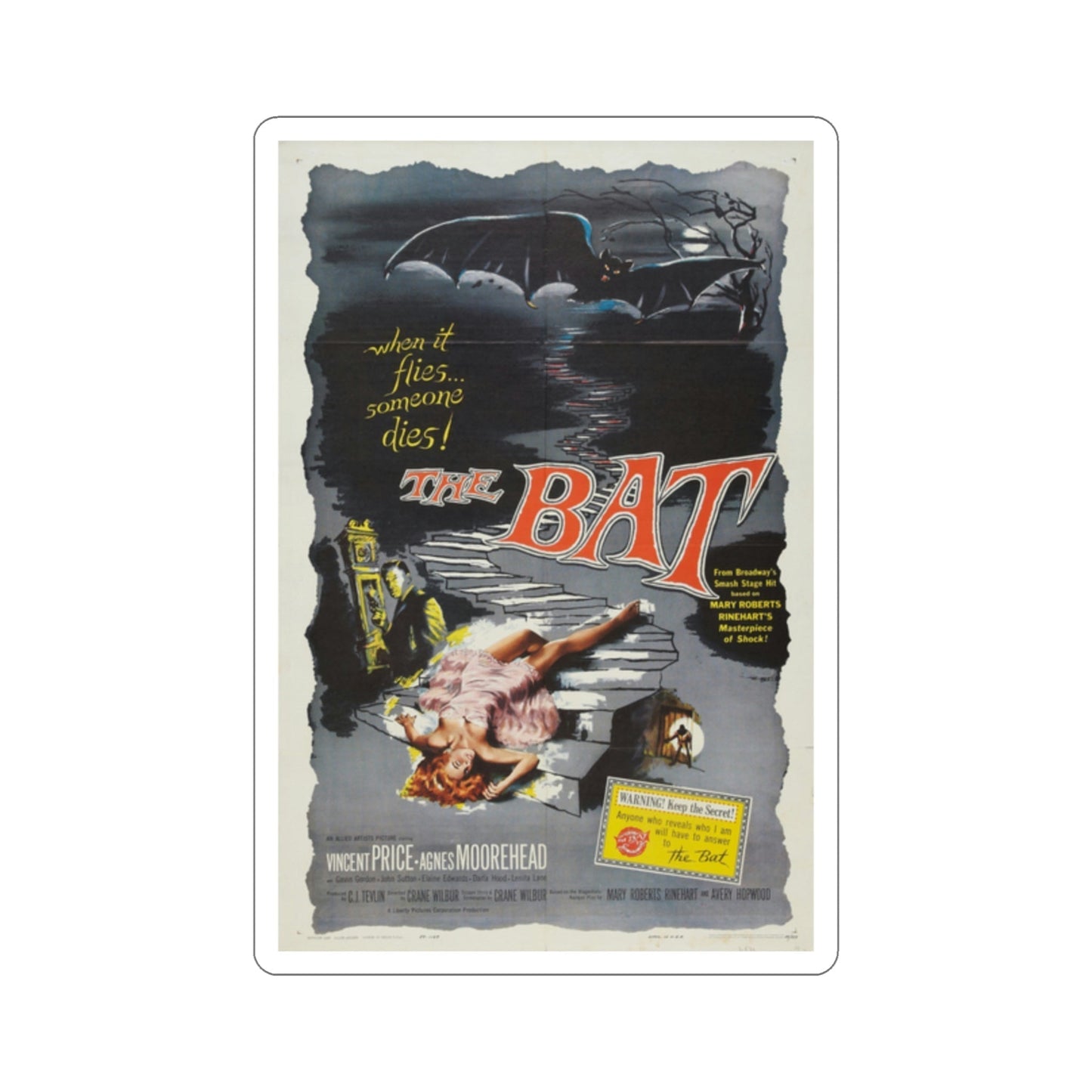 The Bat 1959 Movie Poster STICKER Vinyl Die-Cut Decal-2 Inch-The Sticker Space