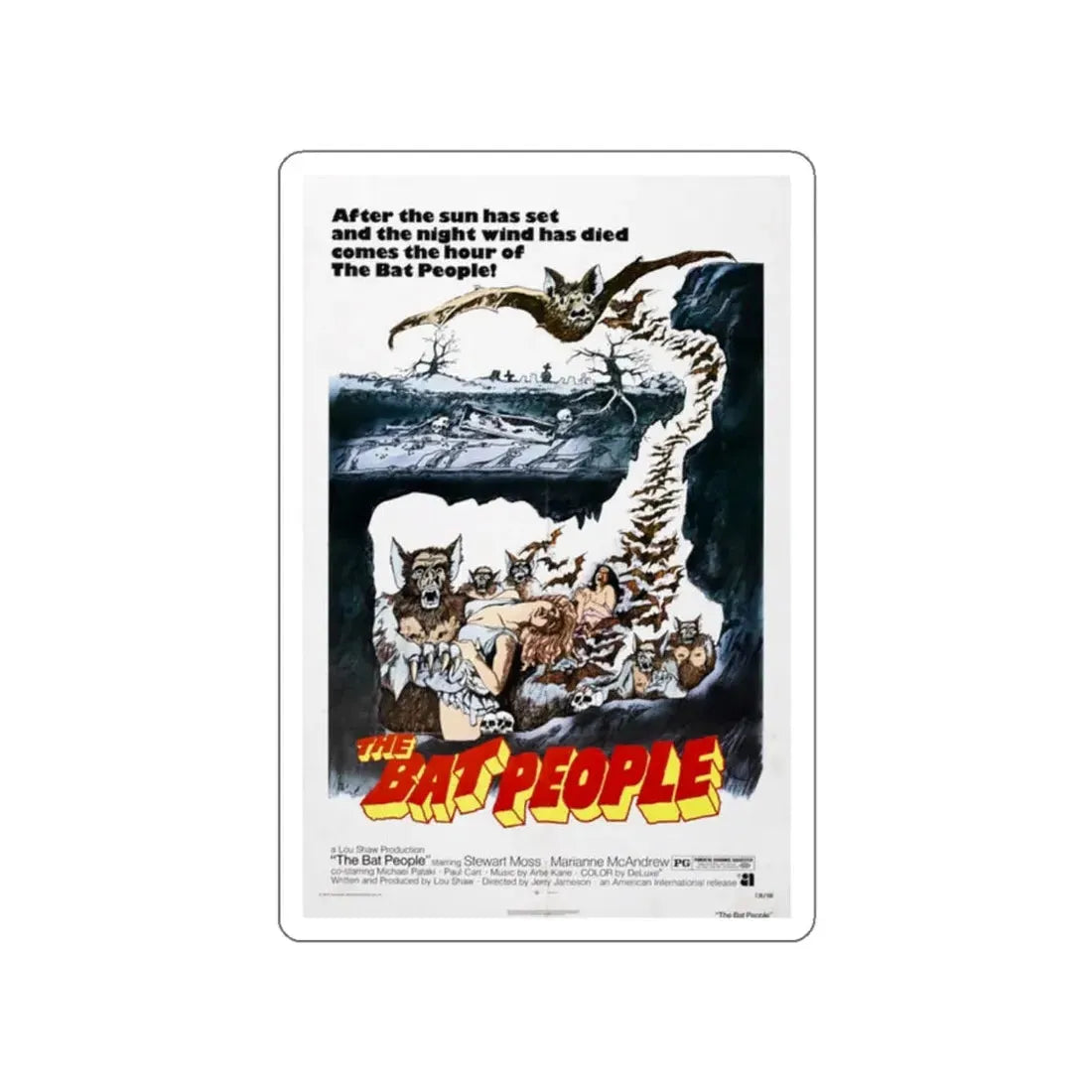 THE BAT PEOPLE 1974 Movie Poster STICKER Vinyl Die-Cut Decal 2 Inch - The Sticker Space