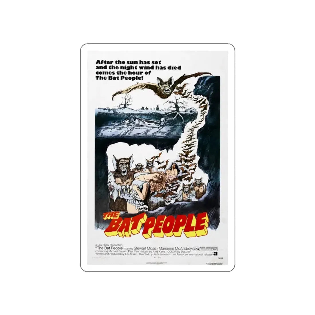 THE BAT PEOPLE 1974 Movie Poster STICKER Vinyl Die-Cut Decal 3 Inch - The Sticker Space