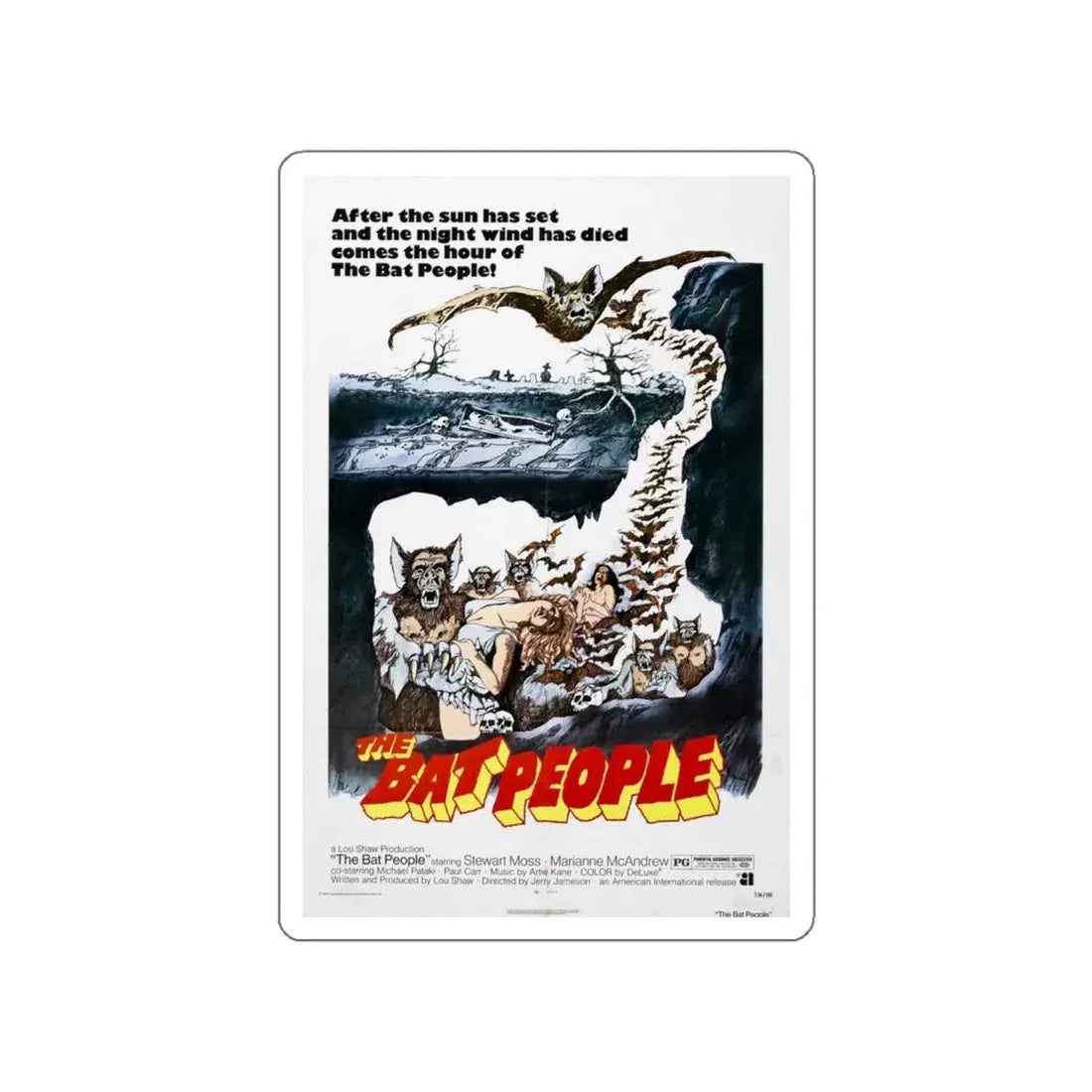 THE BAT PEOPLE 1974 Movie Poster STICKER Vinyl Die-Cut Decal 5 Inch - The Sticker Space