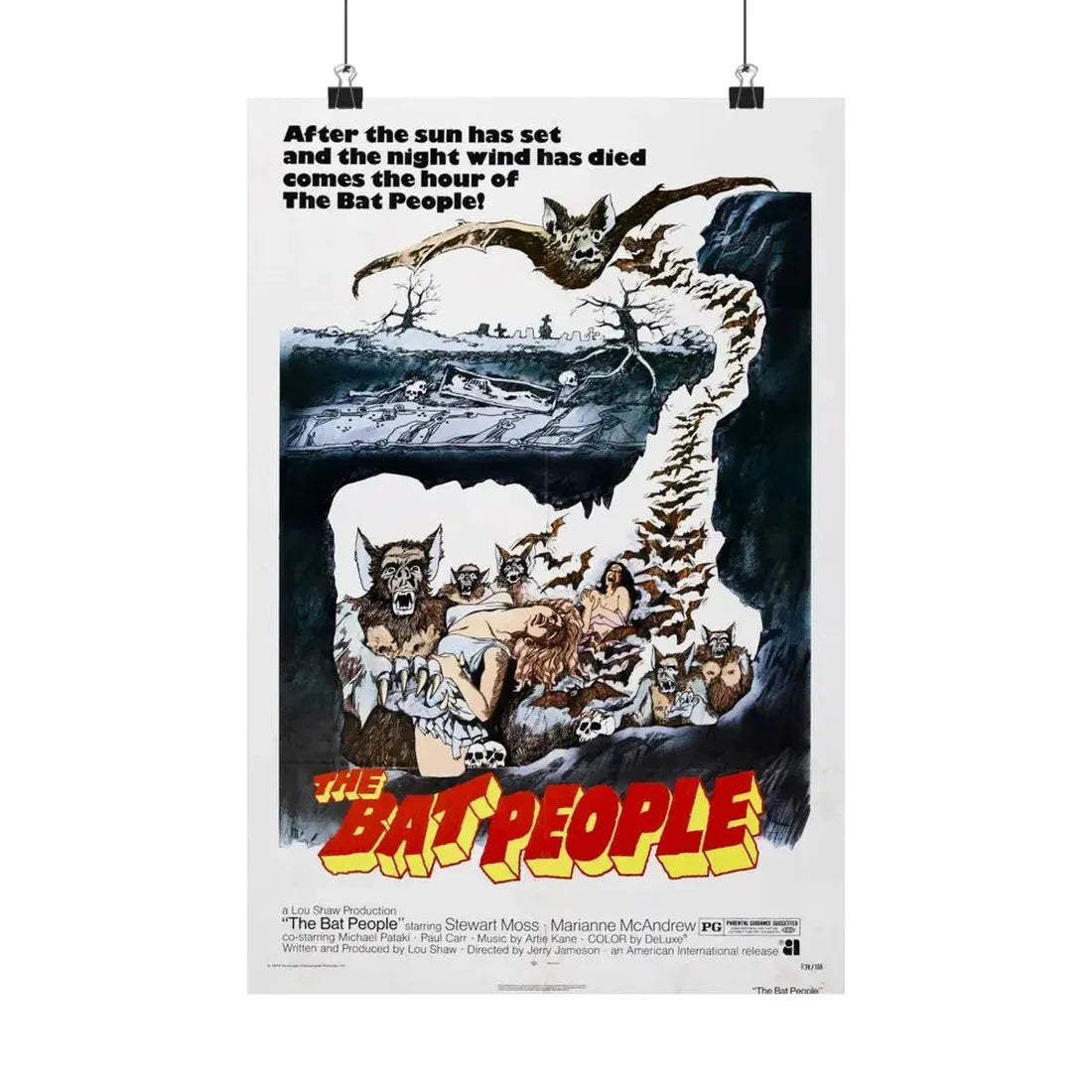 THE BAT PEOPLE 1974 - Paper Movie Poster 12″ x 18″ Matte - The Sticker Space