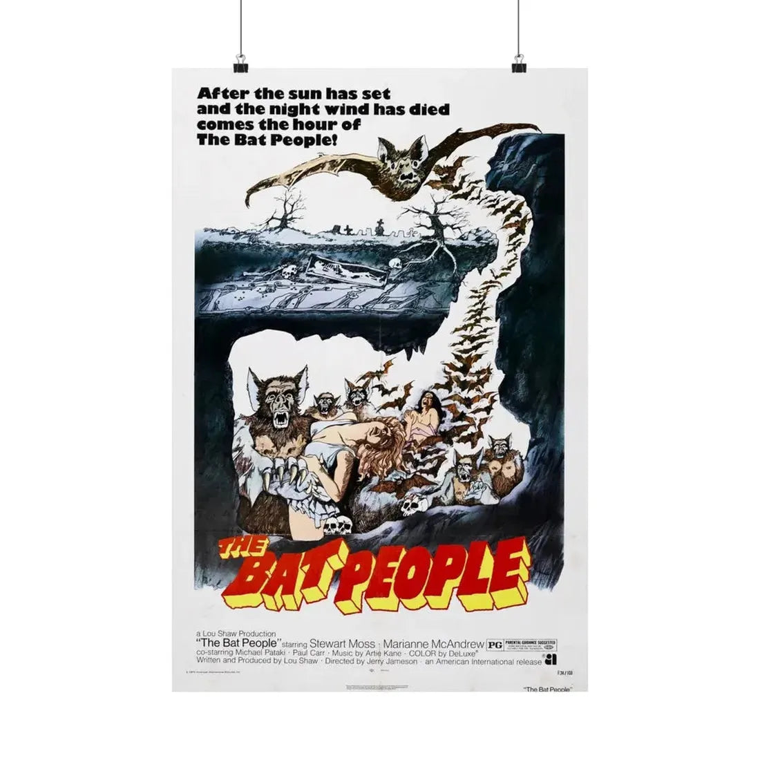 THE BAT PEOPLE 1974 - Paper Movie Poster 20″ x 30″ Matte - The Sticker Space